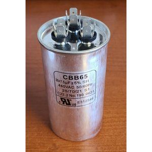 35+7.5 uf MFD ±5% 370 or 440 Volt AC CBB65B Dual Run Round Capacitor NEW